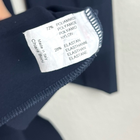 Chiara Boni La Petite Robe Navy Blue Ruched Cross-Front Jersey Pencil Midi Dress - Picture 6 of 7